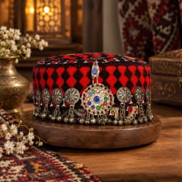 Gilgity Embroidered Cap for Women – With Silver Silsila product photo 1