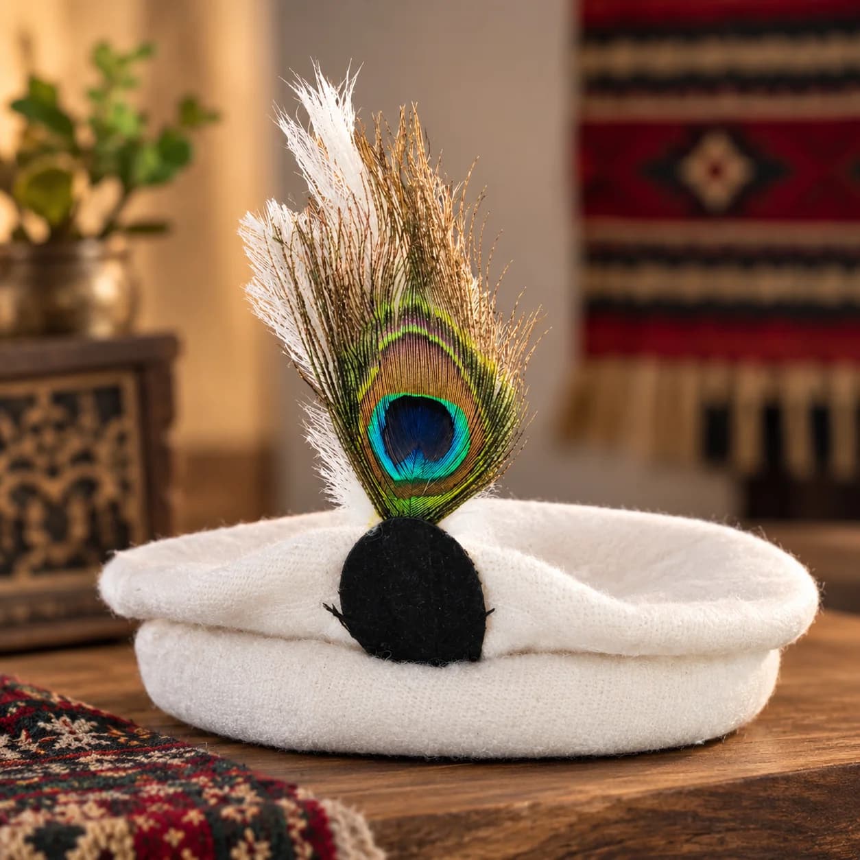 Gilgity Woolen Cap for Men – Handmade with Feather product photo 3